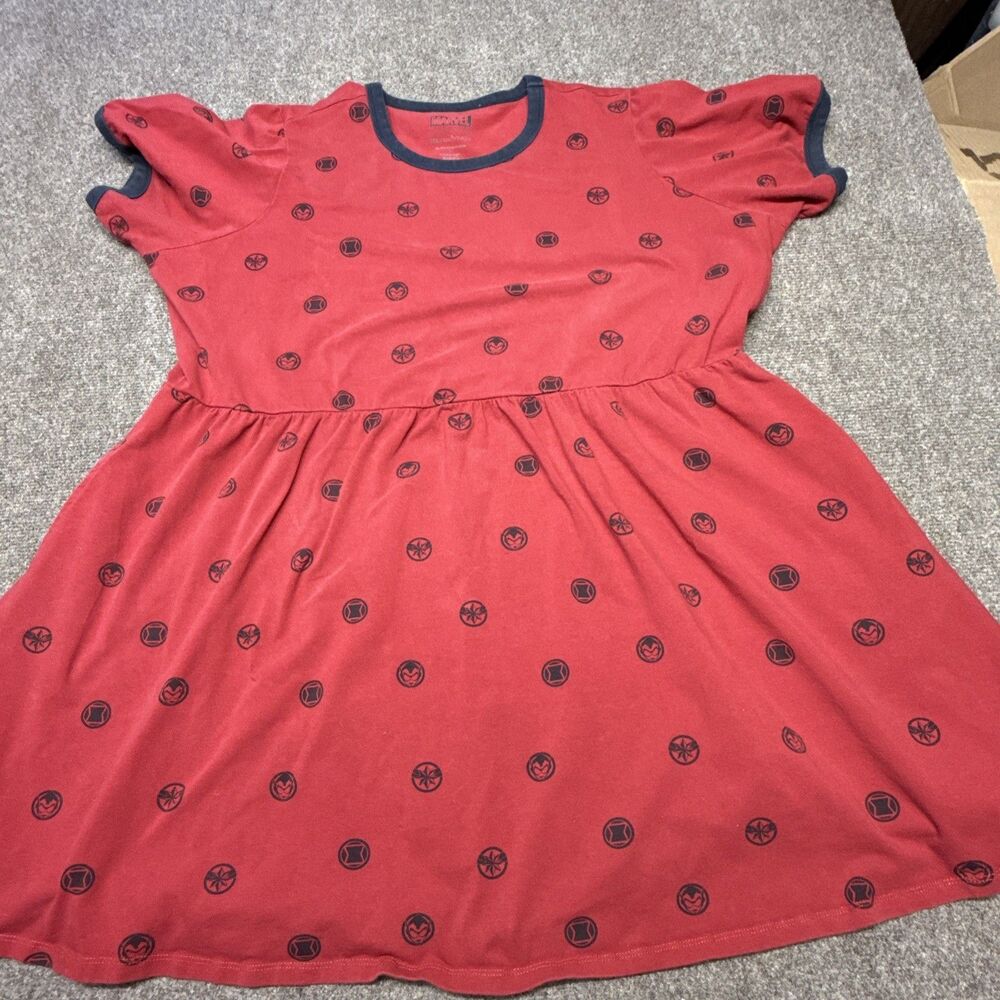 Marvel Her Universe Womens Red Icon Print Dress Plus Size 4x Short Sleeve Casual